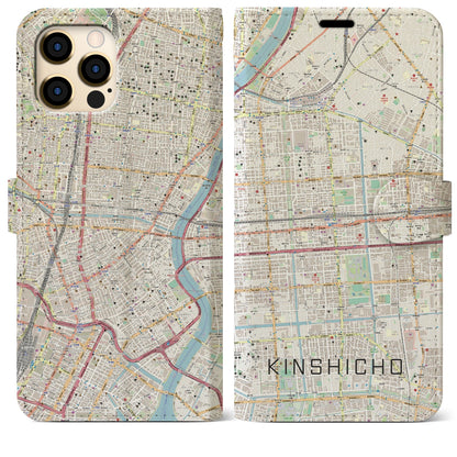 【錦糸町（東京都）】地図柄iPhoneケース（手帳タイプ）ナチュラル・iPhone 12 Pro Max 用