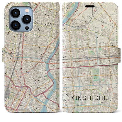 【錦糸町（東京都）】地図柄iPhoneケース（手帳タイプ）ナチュラル・iPhone 13 Pro Max 用