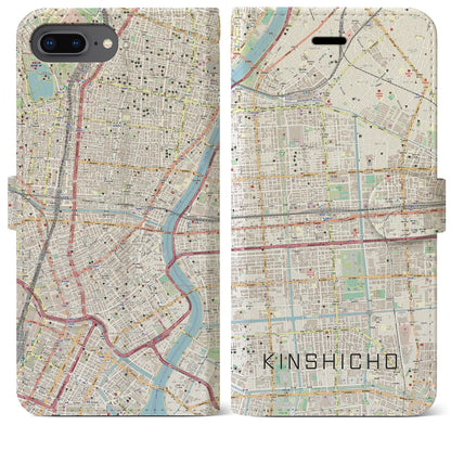 【錦糸町（東京都）】地図柄iPhoneケース（手帳タイプ）ナチュラル・iPhone 8Plus /7Plus / 6sPlus / 6Plus 用