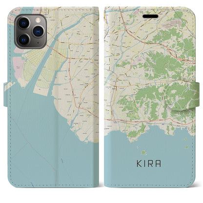 【吉良（愛知県）】地図柄iPhoneケース（手帳タイプ）ナチュラル・iPhone 11 Pro Max 用