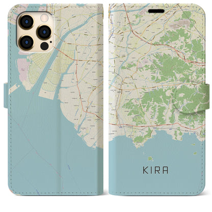 【吉良（愛知県）】地図柄iPhoneケース（手帳タイプ）ナチュラル・iPhone 12 Pro Max 用