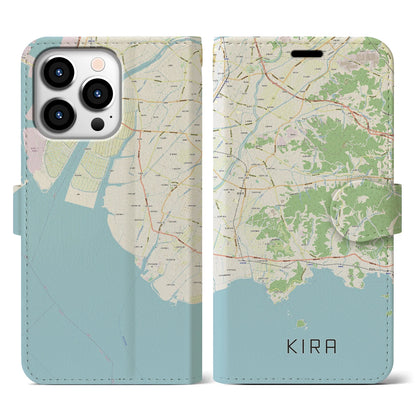 【吉良（愛知県）】地図柄iPhoneケース（手帳タイプ）ナチュラル・iPhone 13 Pro 用