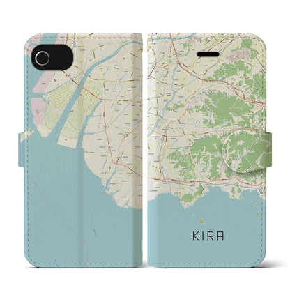 【吉良（愛知県）】地図柄iPhoneケース（手帳タイプ）ナチュラル・iPhone SE（第3 / 第2世代） / 8 / 7 / 6s / 6 用