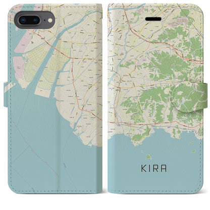 【吉良（愛知県）】地図柄iPhoneケース（手帳タイプ）ナチュラル・iPhone 8Plus /7Plus / 6sPlus / 6Plus 用
