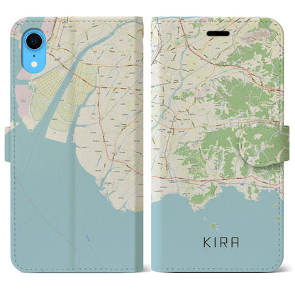 【吉良（愛知県）】地図柄iPhoneケース（手帳タイプ）ナチュラル・iPhone XR 用