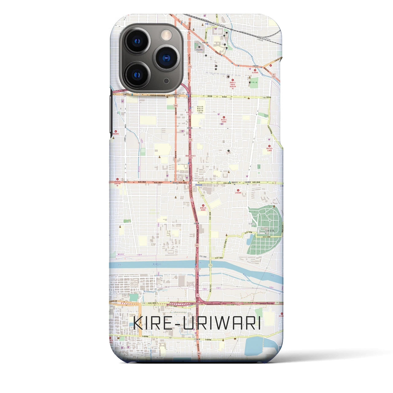 【喜連瓜破】地図柄iPhoneケース（バックカバータイプ・ナチュラル）iPhone 11 Pro Max 用