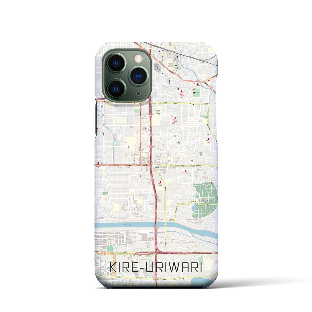 【喜連瓜破】地図柄iPhoneケース（バックカバータイプ・ナチュラル）iPhone 11 Pro 用