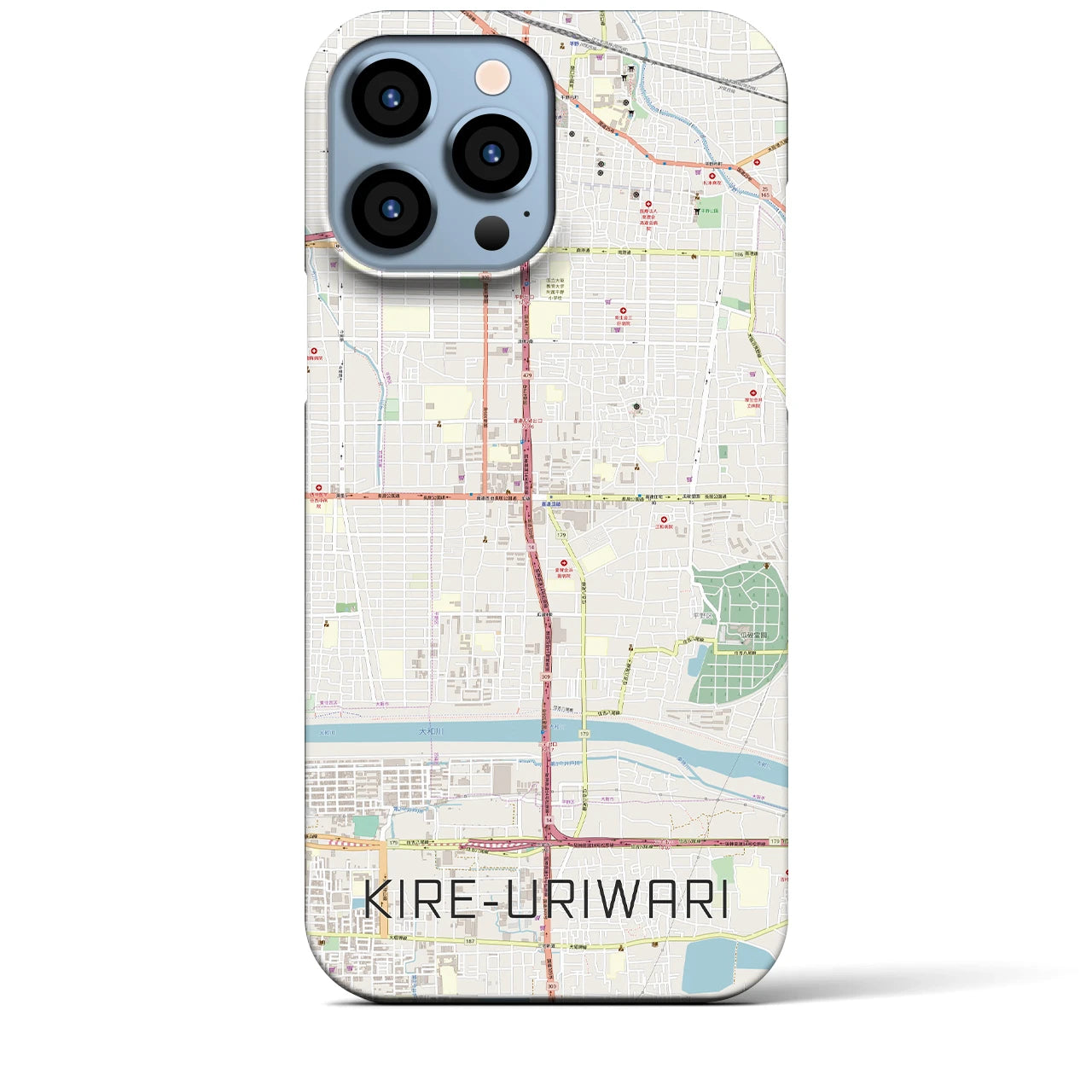 【喜連瓜破】地図柄iPhoneケース（バックカバータイプ・ナチュラル）iPhone 13 Pro Max 用
