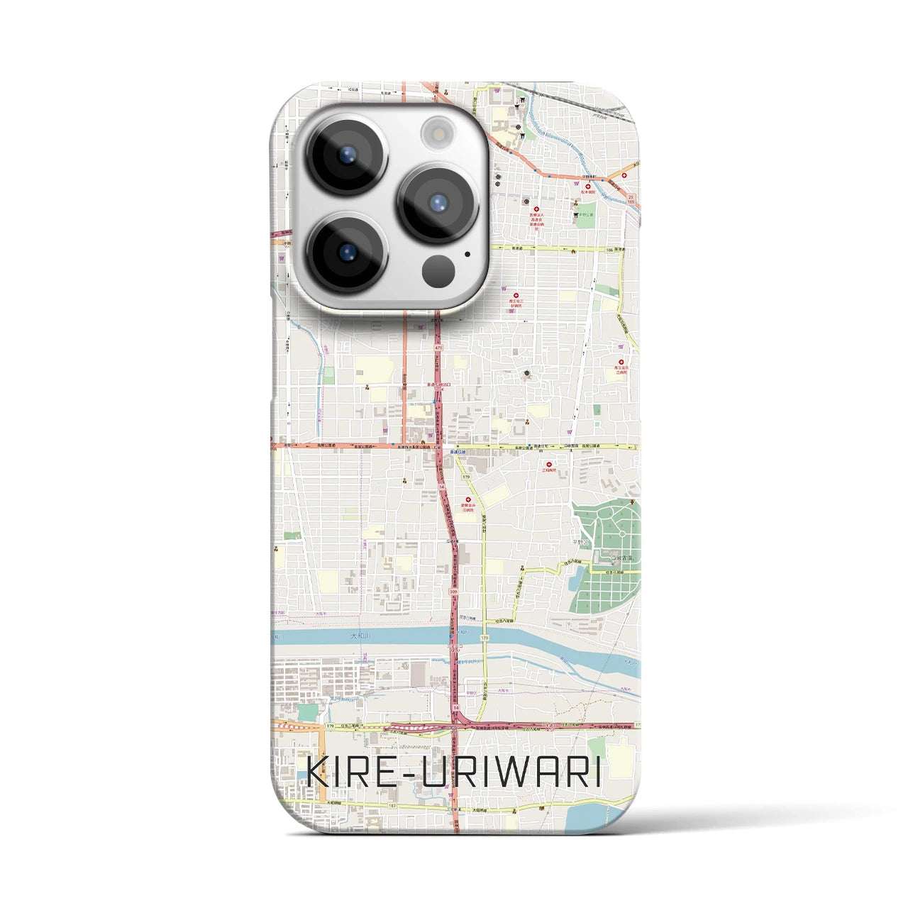 【喜連瓜破】地図柄iPhoneケース（バックカバータイプ・ナチュラル）iPhone 14 Pro 用