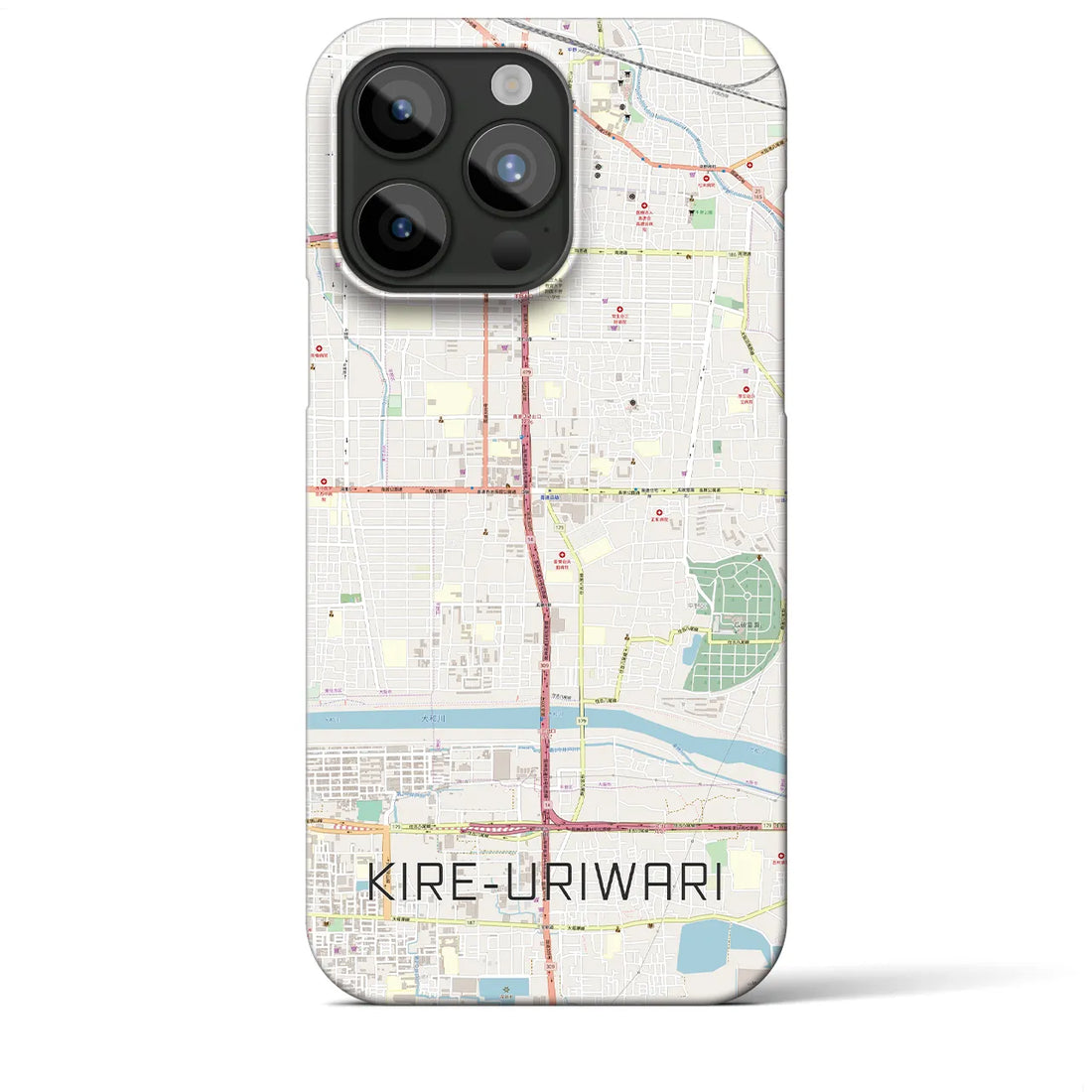 【喜連瓜破】地図柄iPhoneケース（バックカバータイプ・ナチュラル）iPhone 15 Pro Max 用
