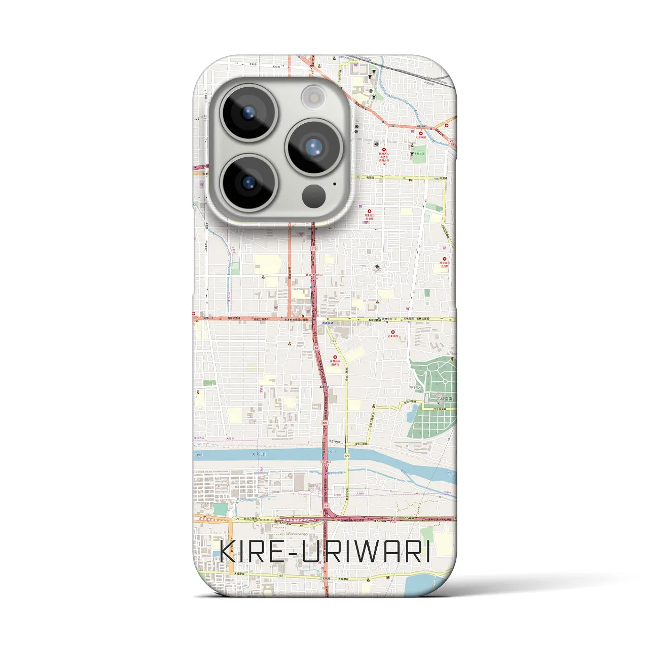 【喜連瓜破】地図柄iPhoneケース（バックカバータイプ・ナチュラル）iPhone 15 Pro 用