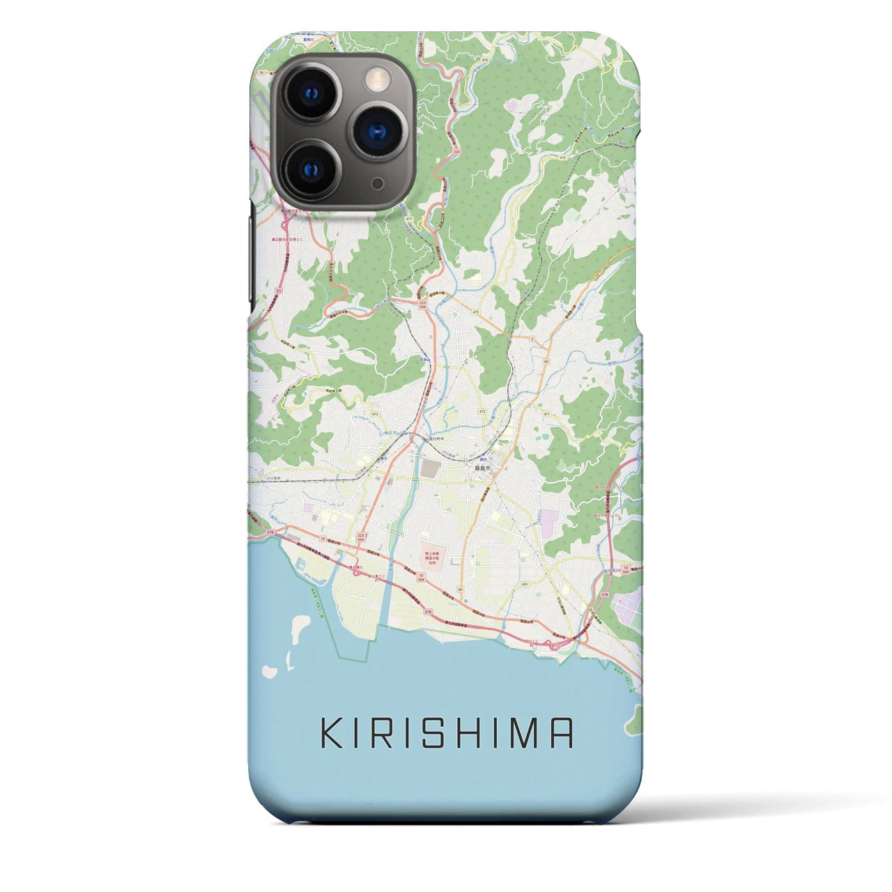 【霧島】地図柄iPhoneケース（バックカバータイプ・ナチュラル）iPhone 11 Pro Max 用