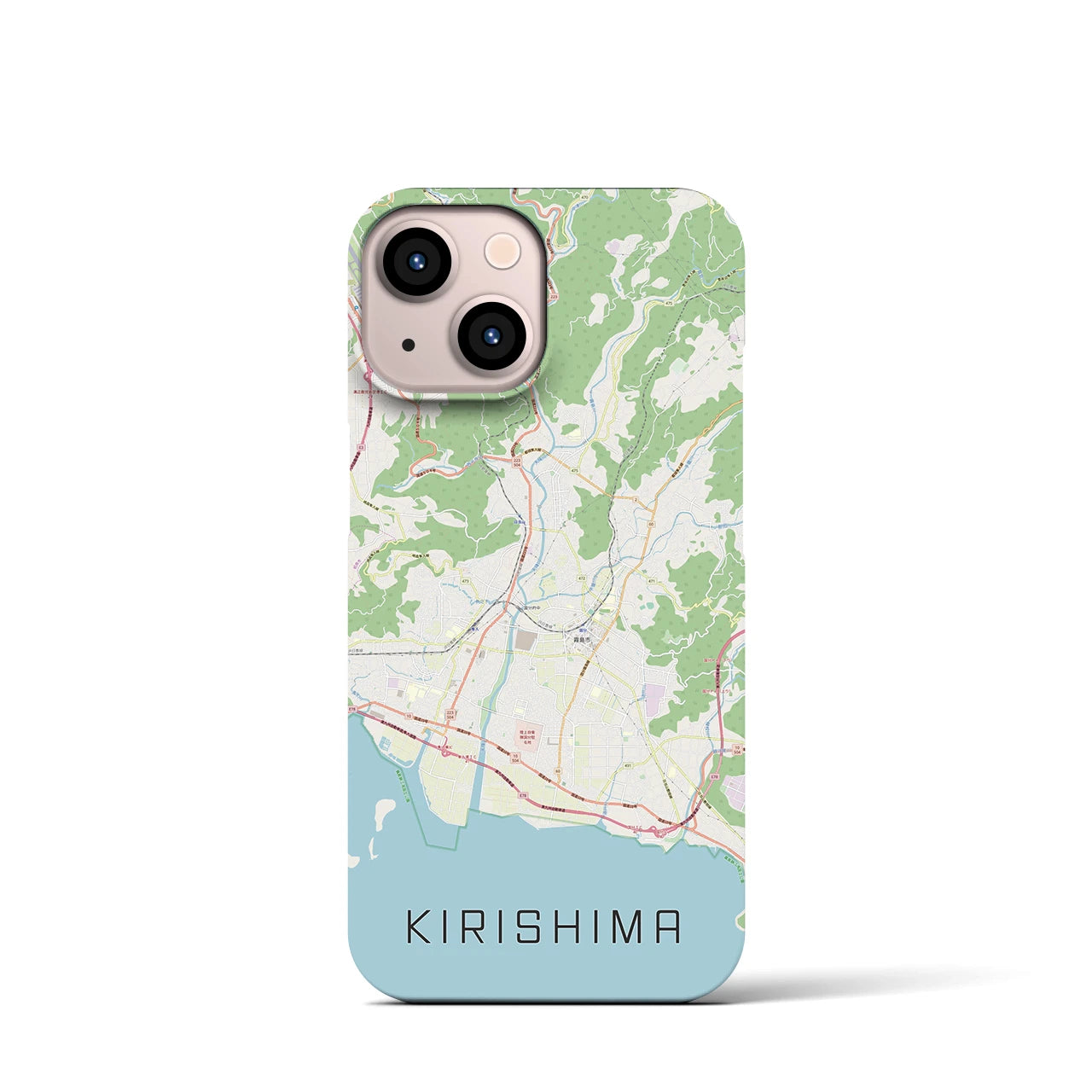 【霧島】地図柄iPhoneケース（バックカバータイプ・ナチュラル）iPhone 13 mini 用