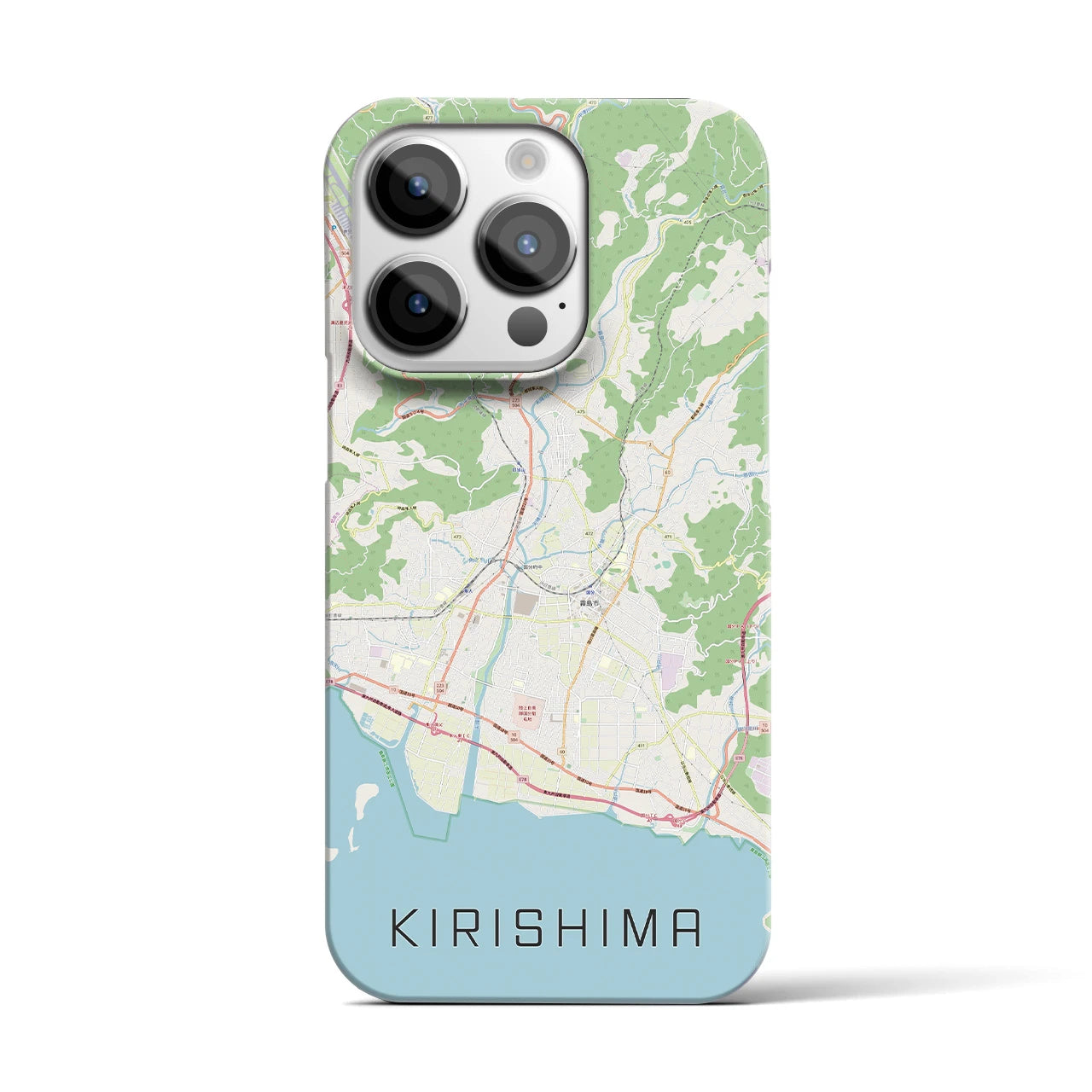 【霧島】地図柄iPhoneケース（バックカバータイプ・ナチュラル）iPhone 14 Pro 用