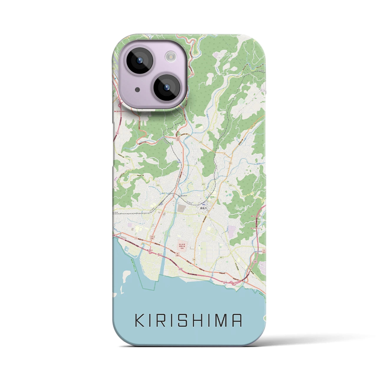 【霧島】地図柄iPhoneケース（バックカバータイプ・ナチュラル）iPhone 14 用