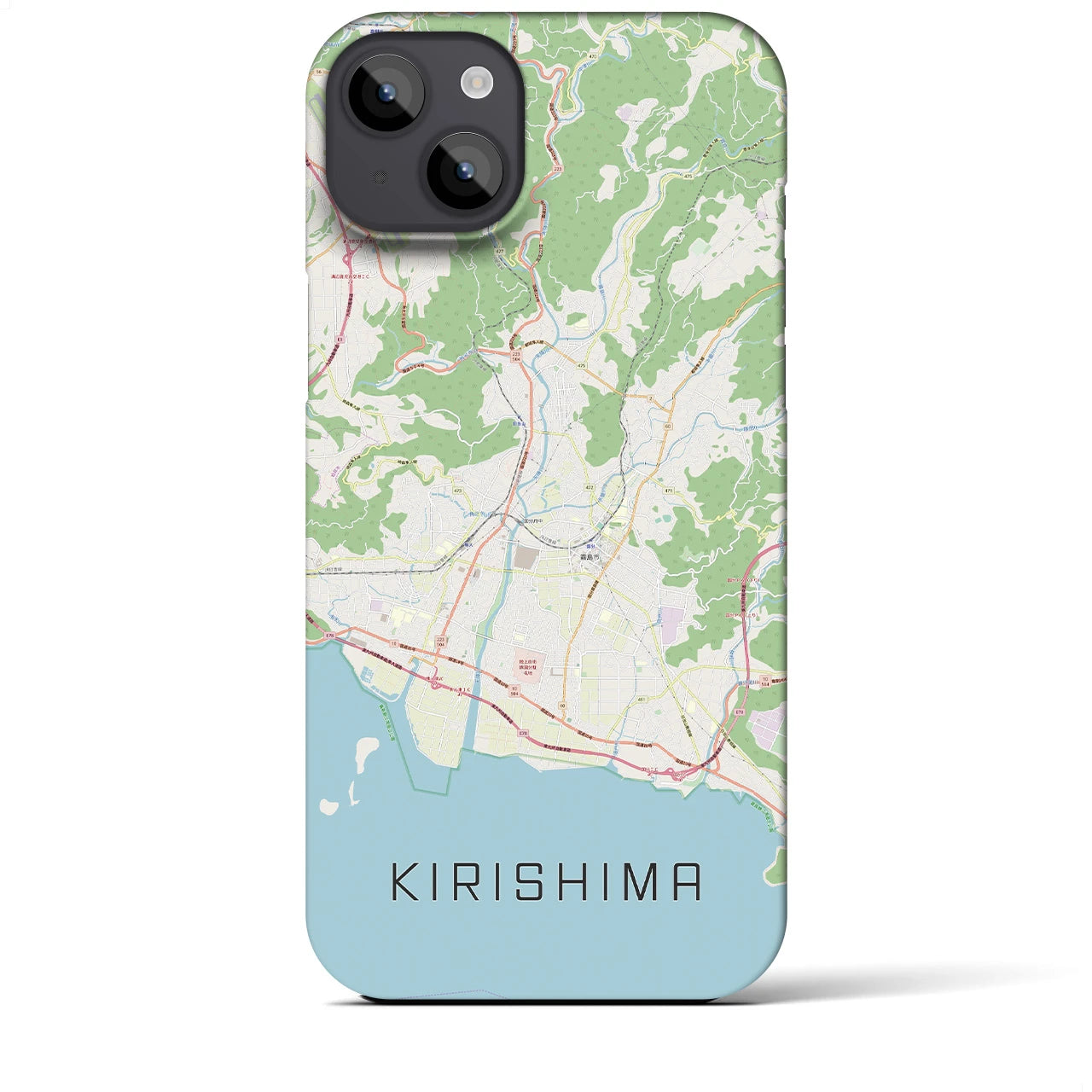 【霧島】地図柄iPhoneケース（バックカバータイプ・ナチュラル）iPhone 14 Plus 用