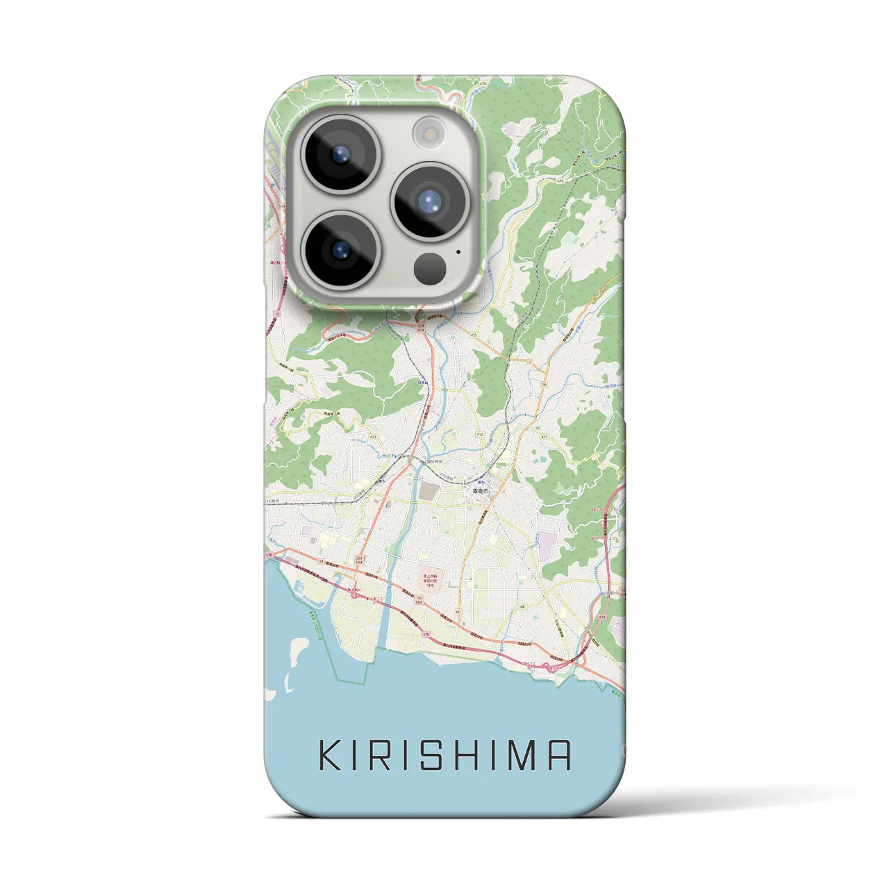 【霧島】地図柄iPhoneケース（バックカバータイプ・ナチュラル）iPhone 15 Pro 用
