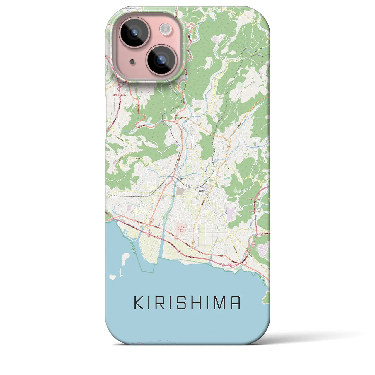 【霧島】地図柄iPhoneケース（バックカバータイプ・ナチュラル）iPhone 15 Plus 用