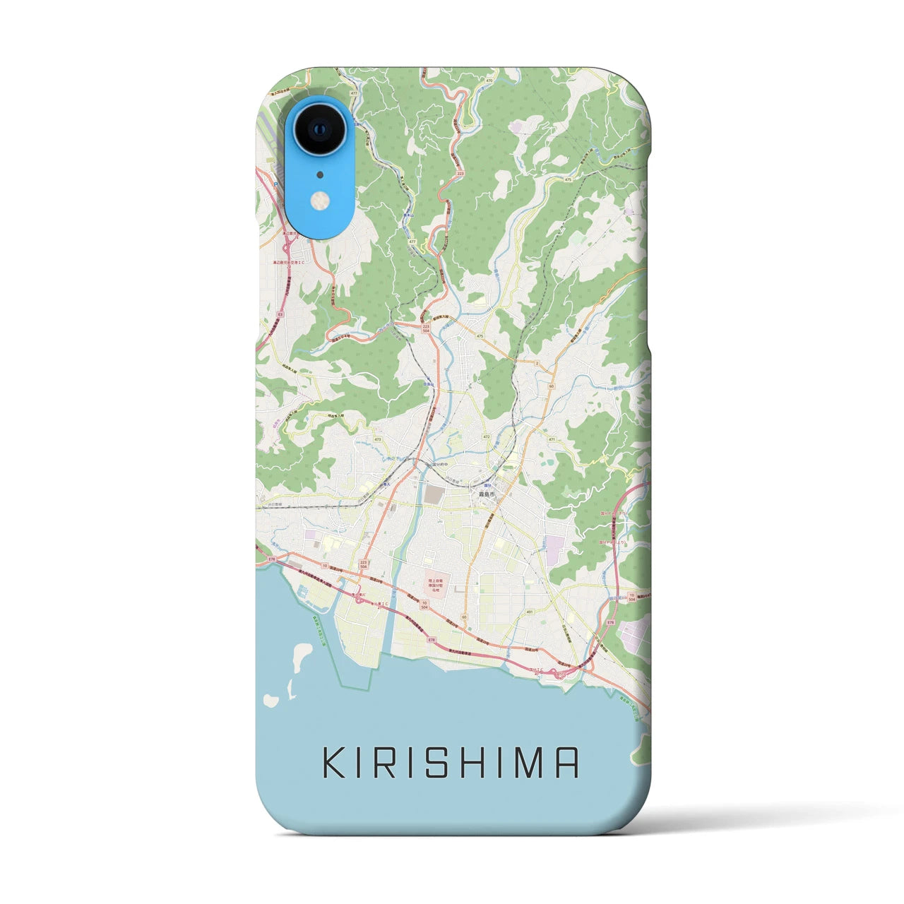 【霧島】地図柄iPhoneケース（バックカバータイプ・ナチュラル）iPhone XR 用