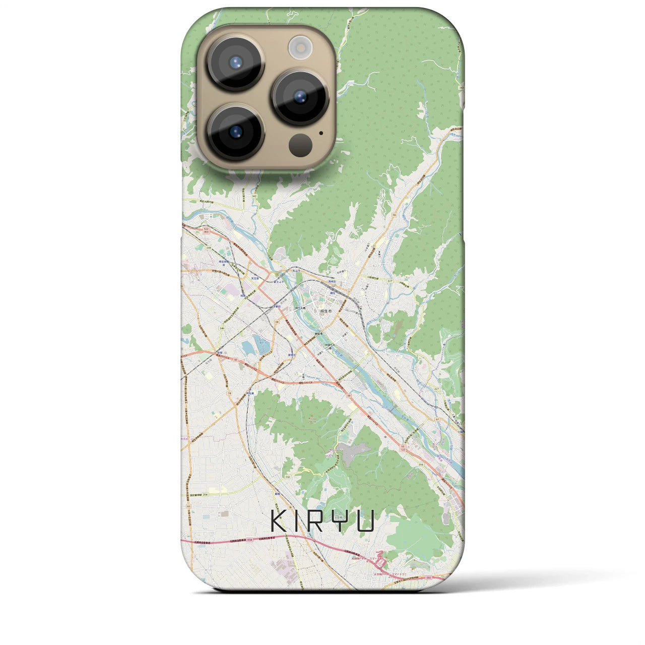 【桐生】地図柄iPhoneケース（バックカバータイプ・ナチュラル）iPhone 14 Pro Max 用