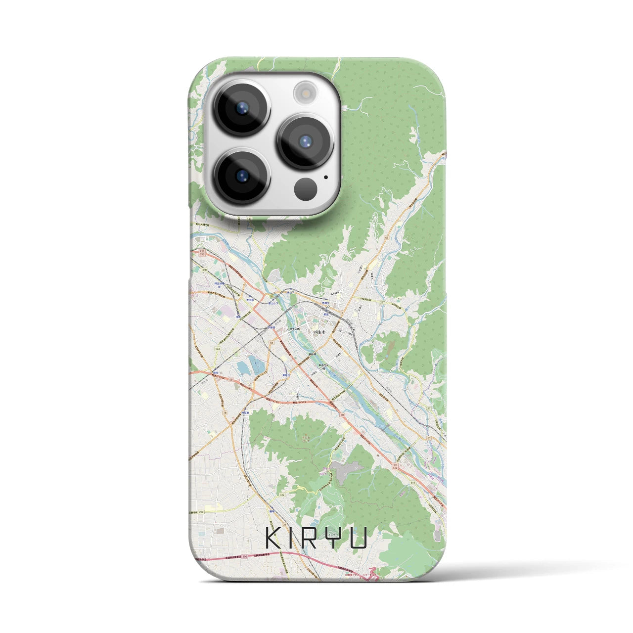 【桐生】地図柄iPhoneケース（バックカバータイプ・ナチュラル）iPhone 14 Pro 用