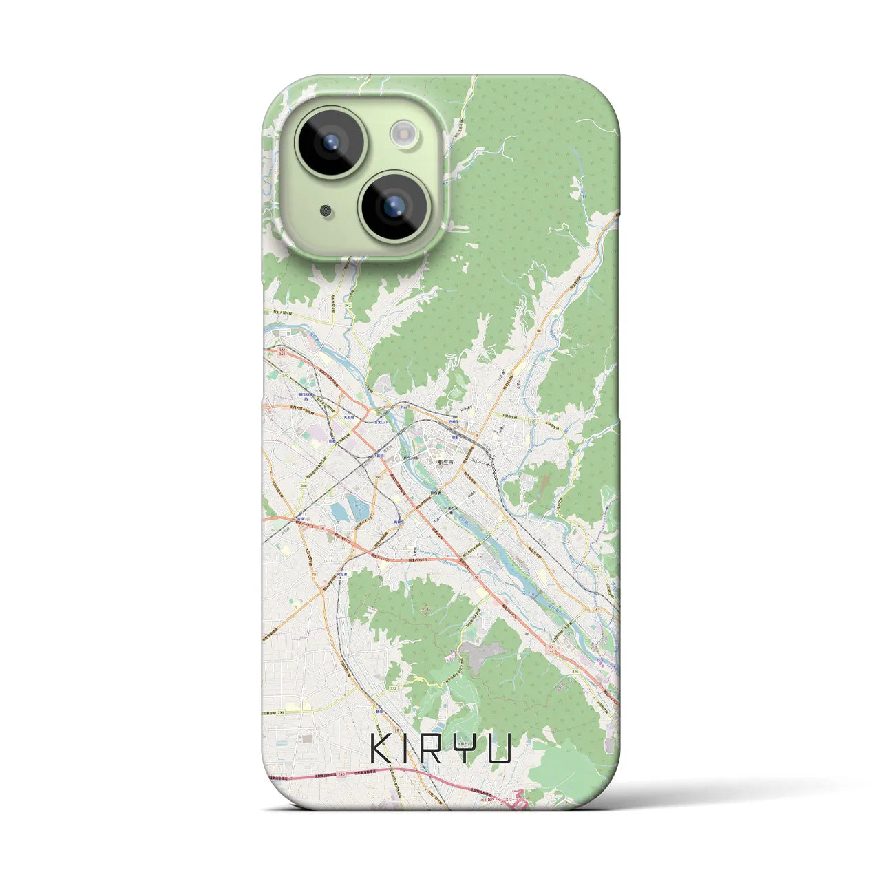 【桐生】地図柄iPhoneケース（バックカバータイプ・ナチュラル）iPhone 15 用