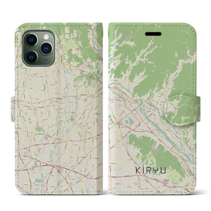 【桐生（群馬県）】地図柄iPhoneケース（手帳タイプ）ナチュラル・iPhone 11 Pro 用