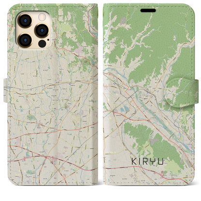 【桐生（群馬県）】地図柄iPhoneケース（手帳タイプ）ナチュラル・iPhone 12 Pro Max 用