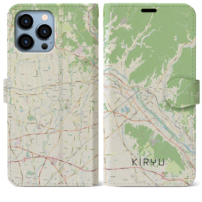 【桐生（群馬県）】地図柄iPhoneケース（手帳タイプ）ナチュラル・iPhone 13 Pro Max 用