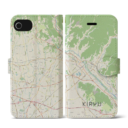 【桐生（群馬県）】地図柄iPhoneケース（手帳タイプ）ナチュラル・iPhone SE（第3 / 第2世代） / 8 / 7 / 6s / 6 用