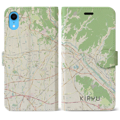 【桐生（群馬県）】地図柄iPhoneケース（手帳タイプ）ナチュラル・iPhone XR 用