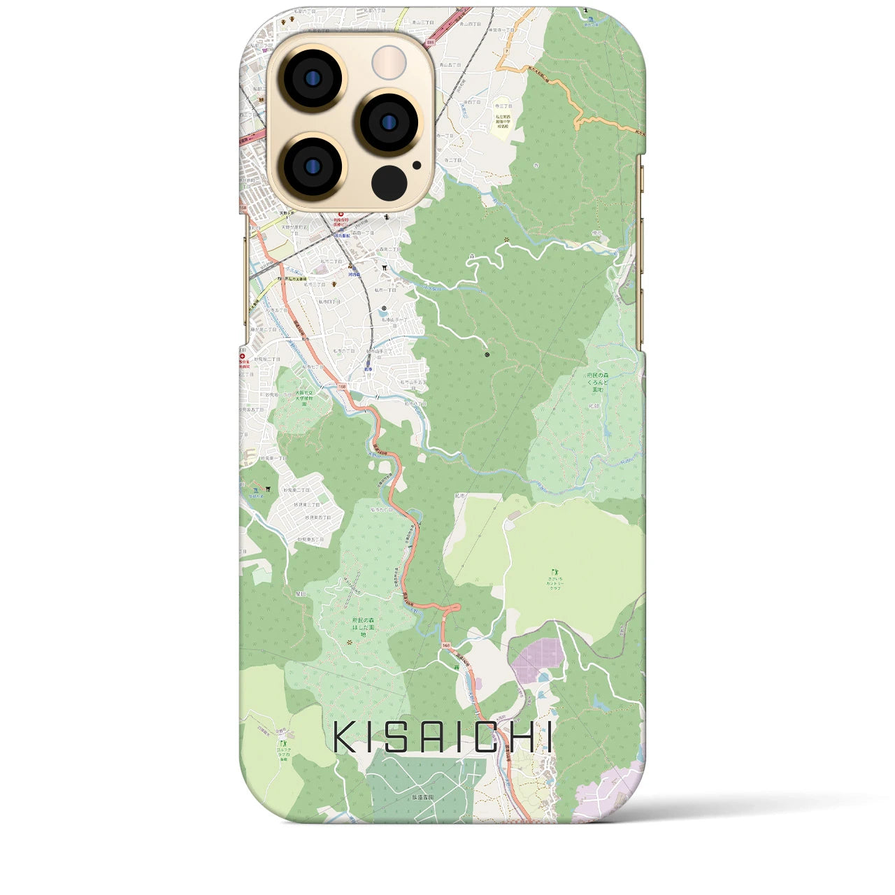 【私市】地図柄iPhoneケース（バックカバータイプ・ナチュラル）iPhone 12 Pro Max 用