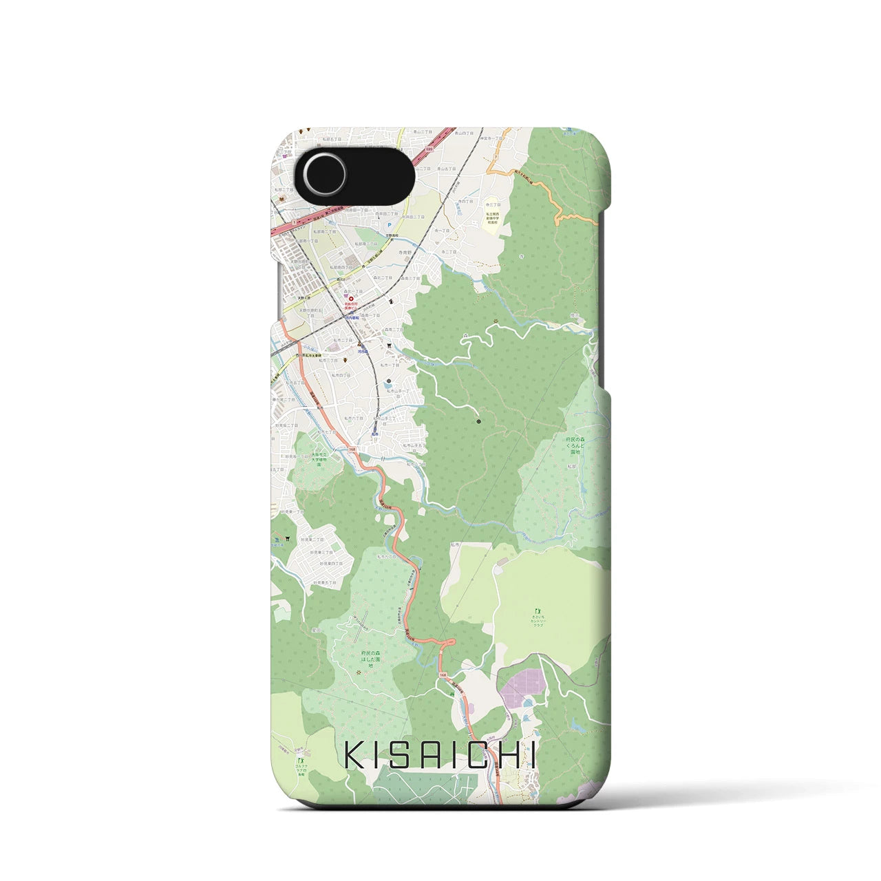【私市】地図柄iPhoneケース（バックカバータイプ・ナチュラル）iPhone SE（第3 / 第2世代） / 8 / 7 / 6s / 6 用