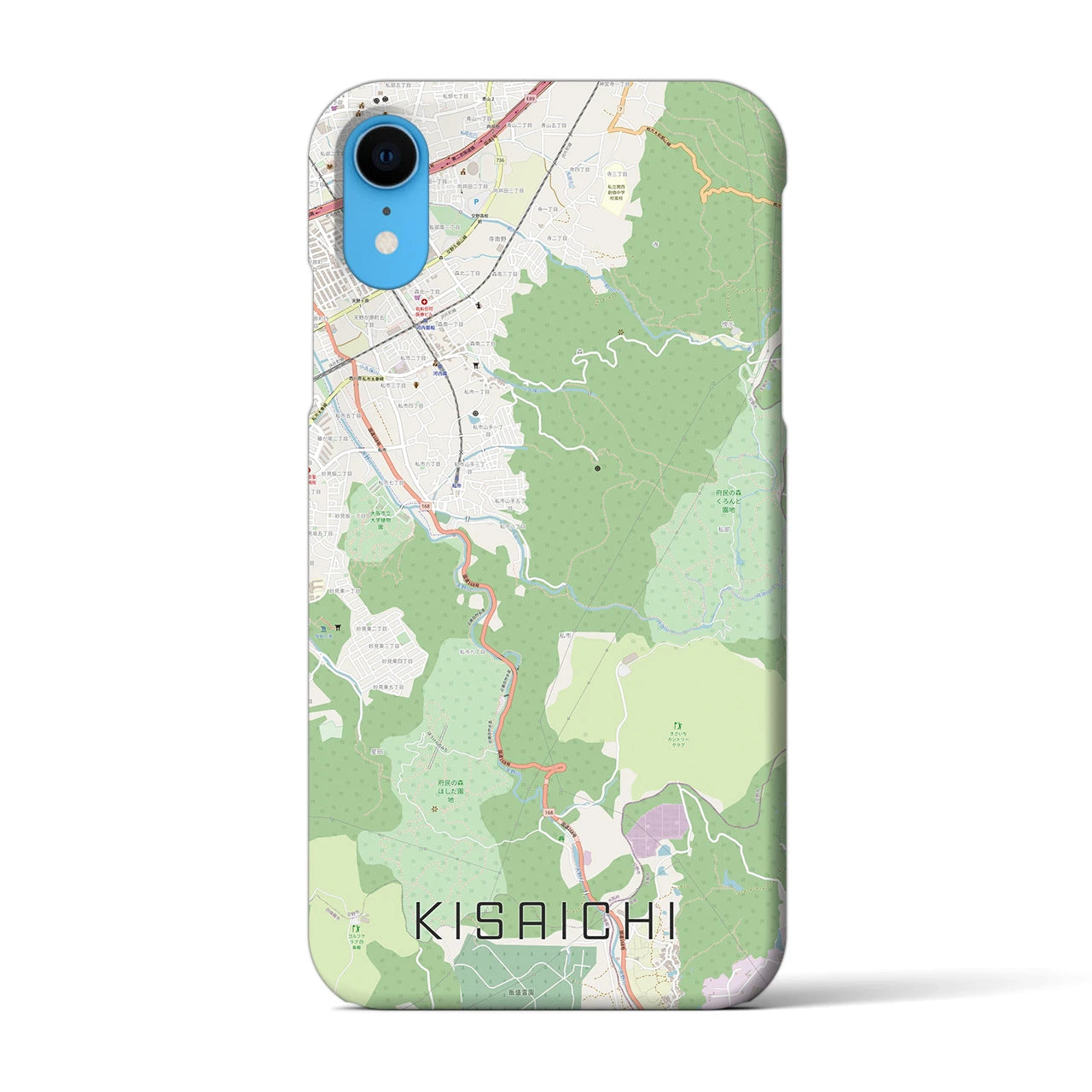 【私市】地図柄iPhoneケース（バックカバータイプ・ナチュラル）iPhone XR 用