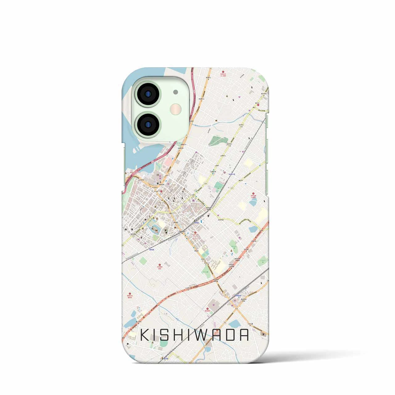 【岸和田】地図柄iPhoneケース（バックカバータイプ・ナチュラル）iPhone 12 mini 用