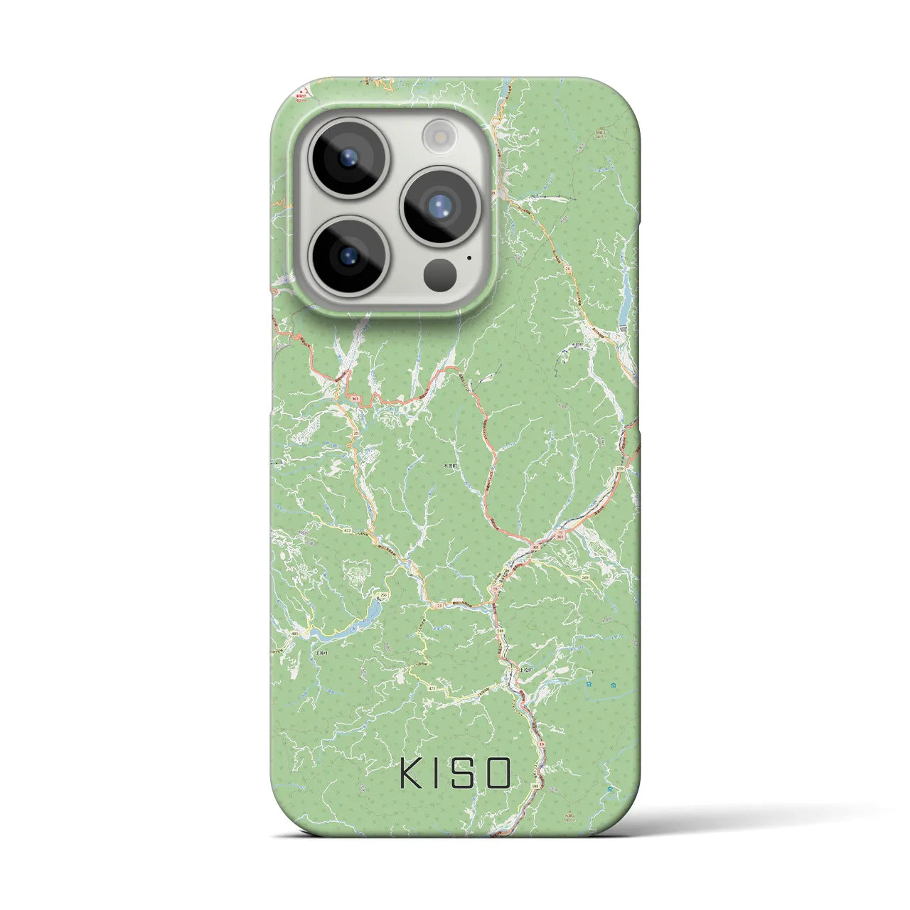 【木曽】地図柄iPhoneケース（バックカバータイプ・ナチュラル）iPhone 15 Pro 用