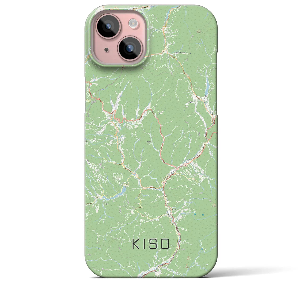 【木曽】地図柄iPhoneケース（バックカバータイプ・ナチュラル）iPhone 15 Plus 用