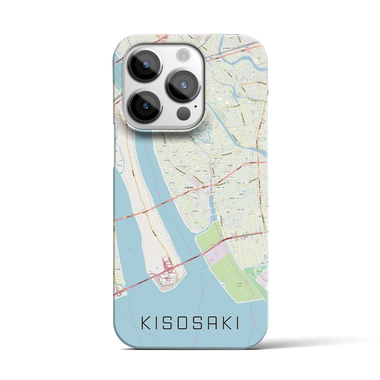 【木曽岬】地図柄iPhoneケース（バックカバータイプ・ナチュラル）iPhone 14 Pro 用