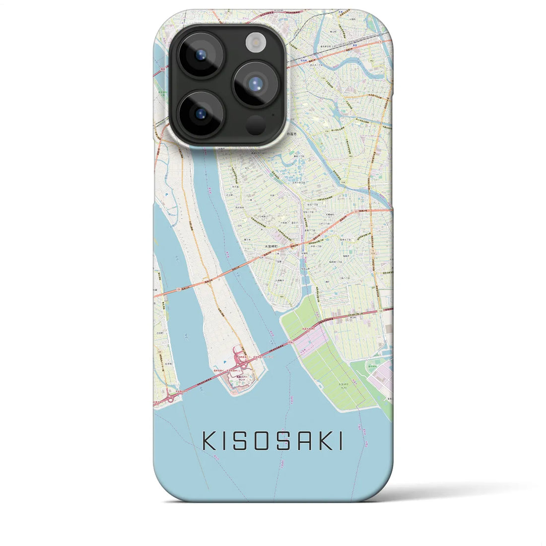 【木曽岬】地図柄iPhoneケース（バックカバータイプ・ナチュラル）iPhone 15 Pro Max 用