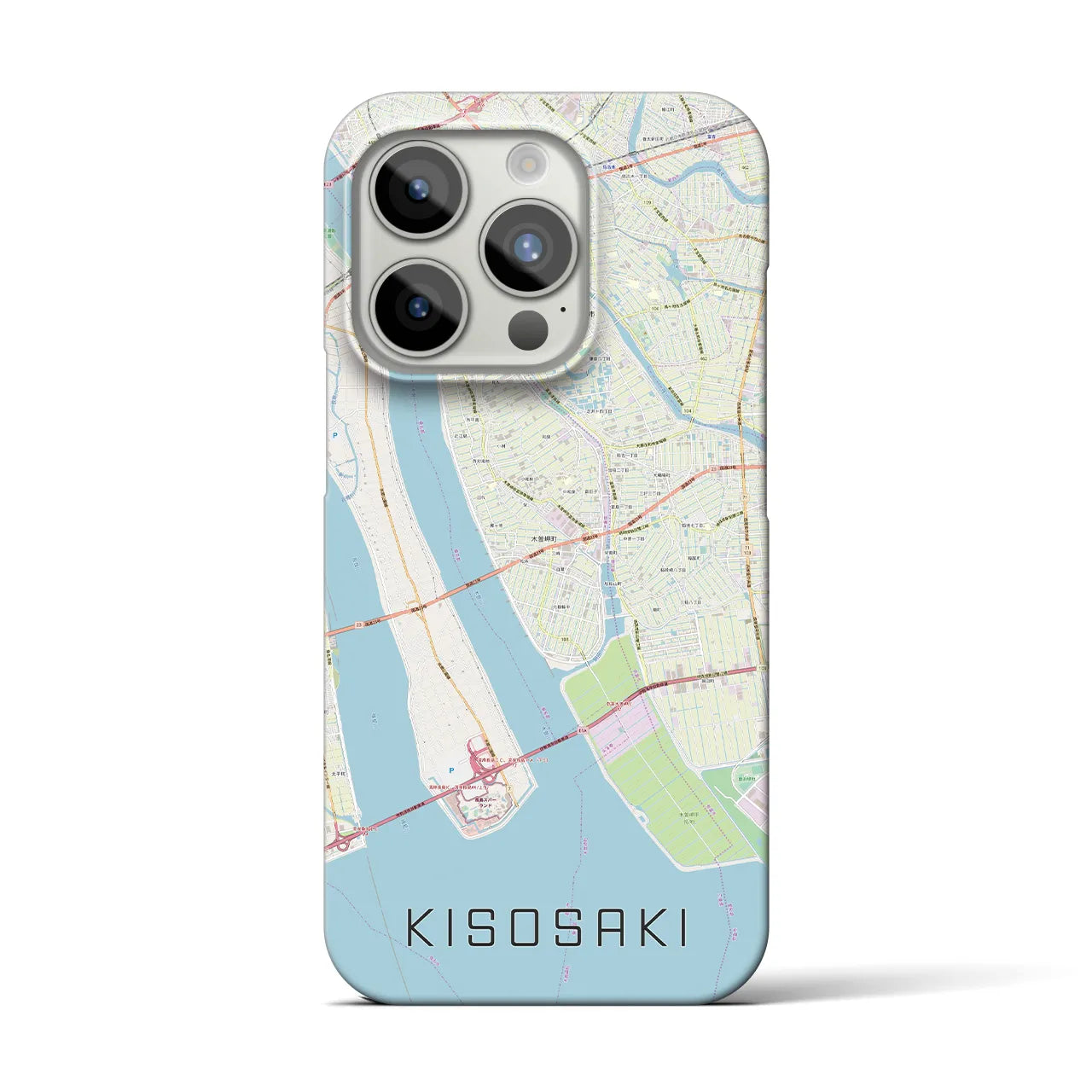 【木曽岬】地図柄iPhoneケース（バックカバータイプ・ナチュラル）iPhone 15 Pro 用