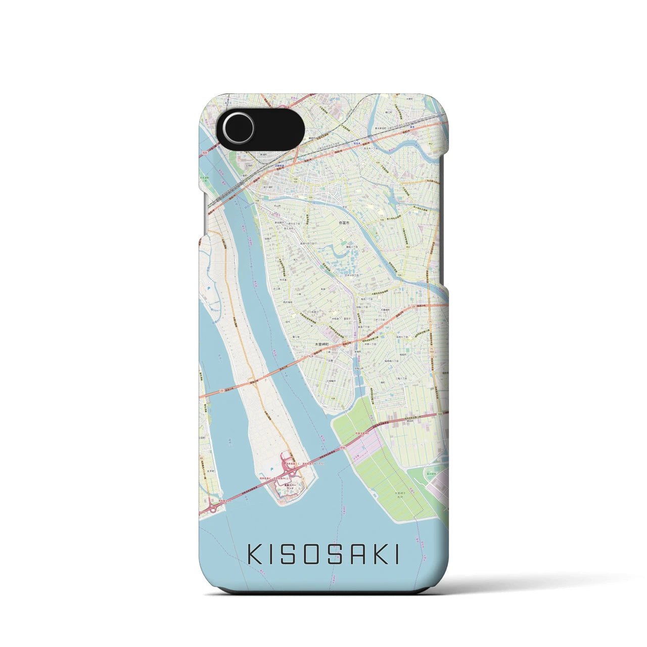 【木曽岬】地図柄iPhoneケース（バックカバータイプ・ナチュラル）iPhone SE（第3 / 第2世代） / 8 / 7 / 6s / 6 用