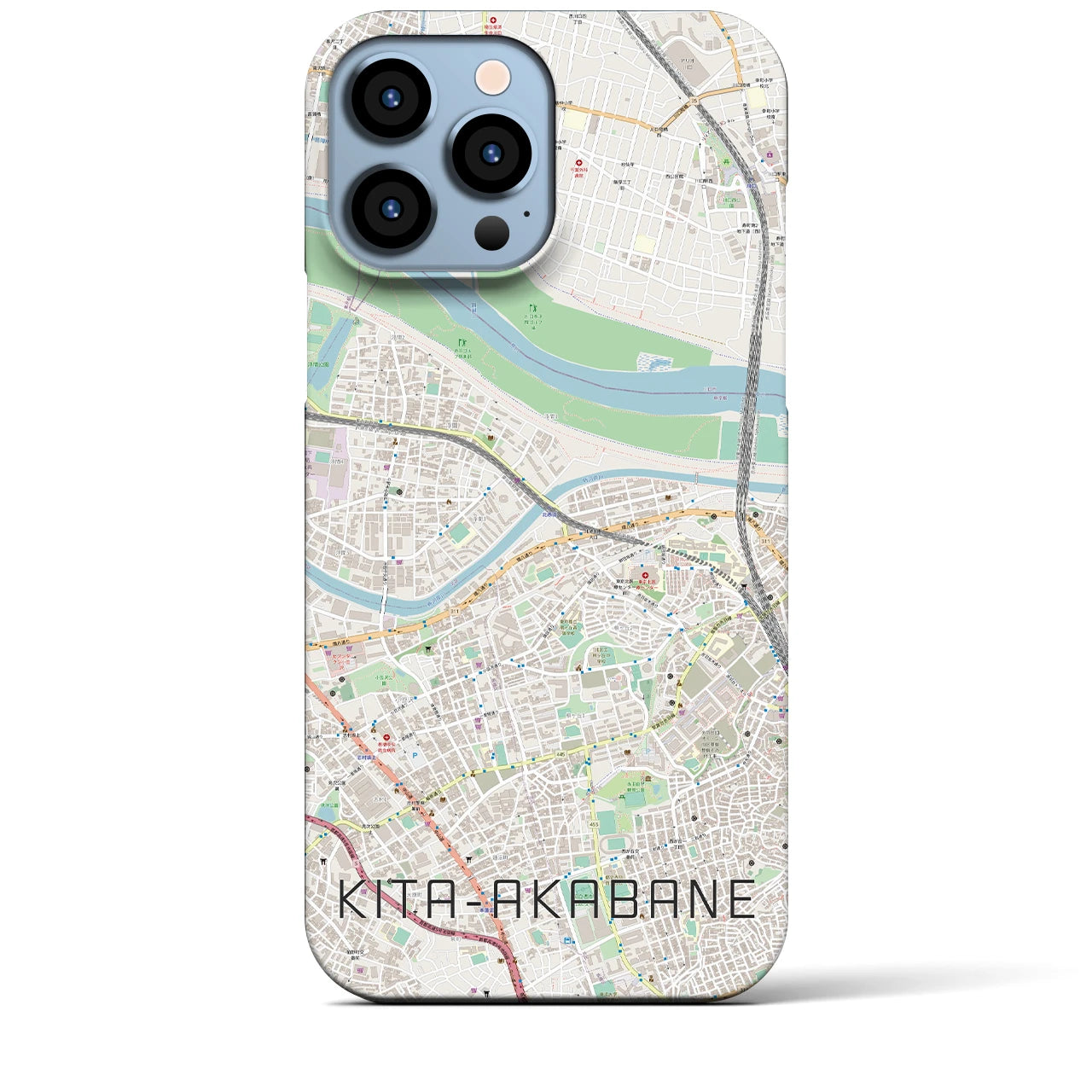 【北赤羽】地図柄iPhoneケース（バックカバータイプ・ナチュラル）iPhone 13 Pro Max 用