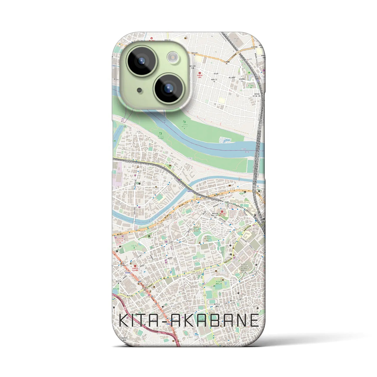 【北赤羽】地図柄iPhoneケース（バックカバータイプ・ナチュラル）iPhone 15 用