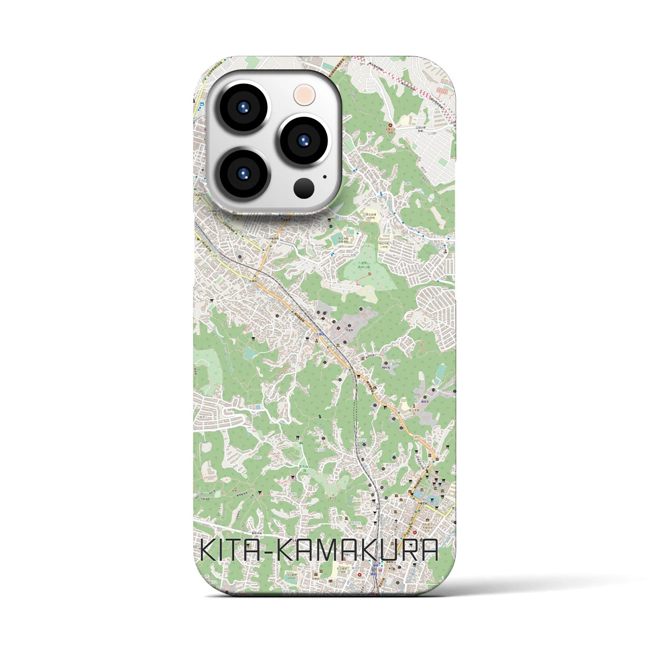 【北鎌倉】地図柄iPhoneケース（バックカバータイプ・ナチュラル）iPhone 13 Pro 用