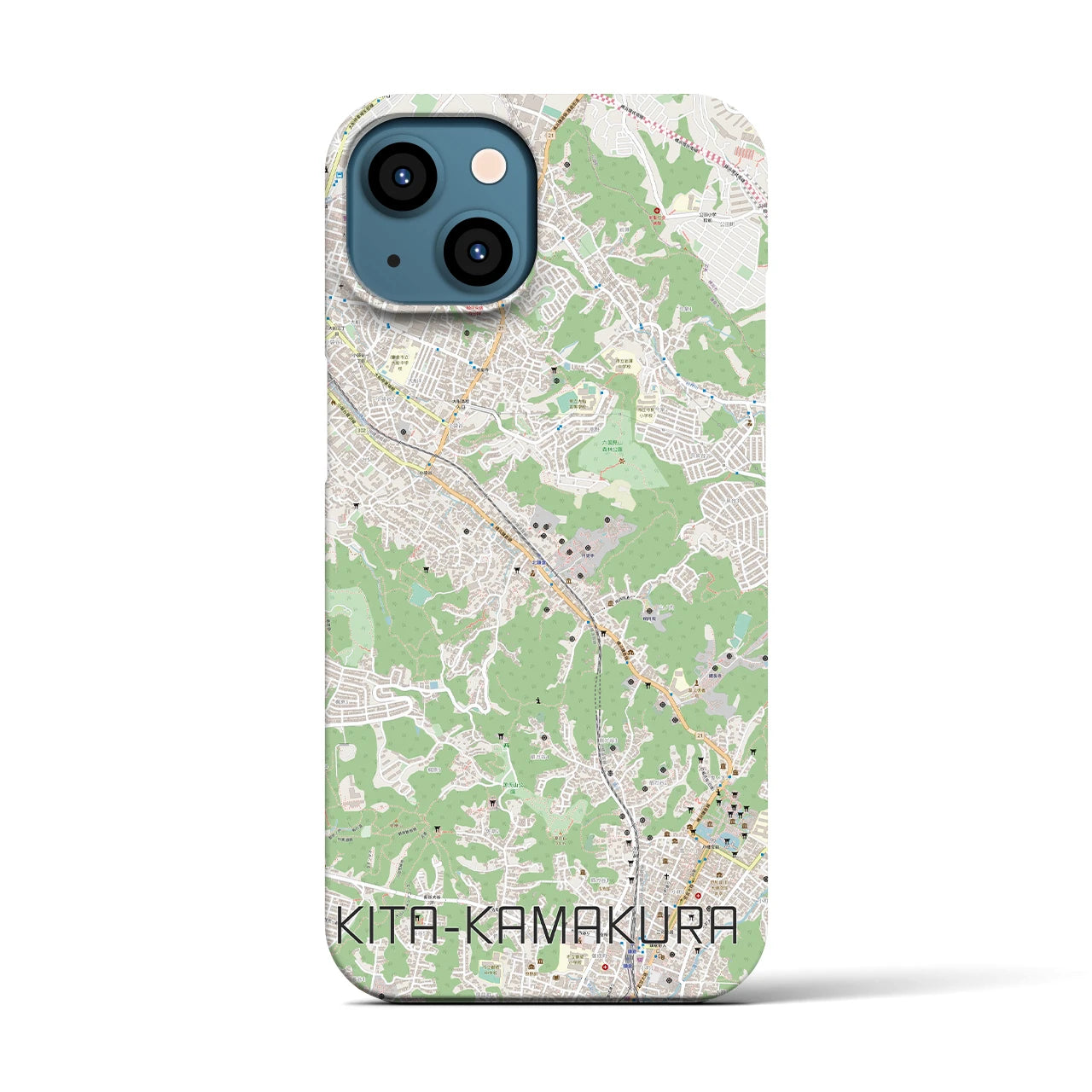 【北鎌倉】地図柄iPhoneケース（バックカバータイプ・ナチュラル）iPhone 13 用