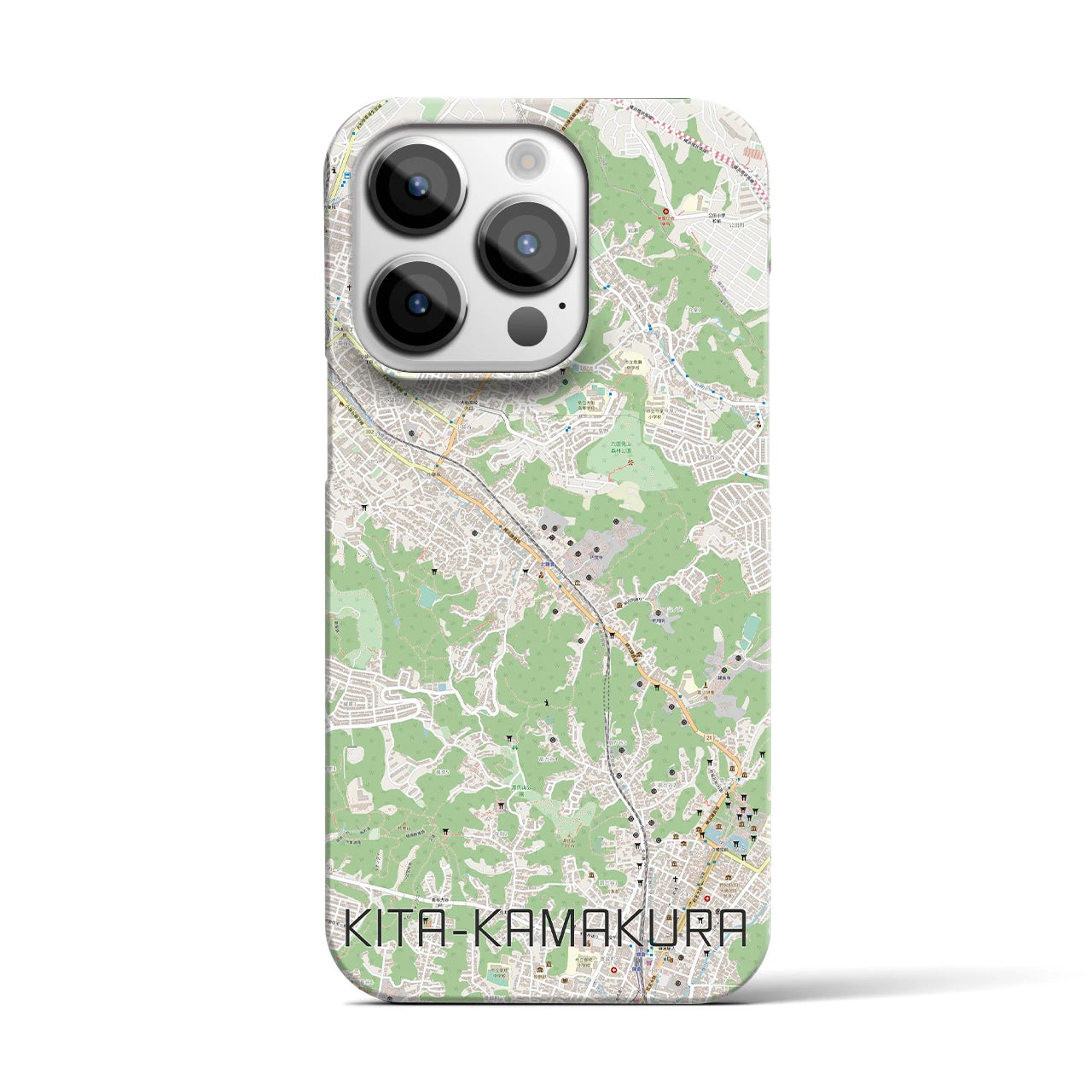 【北鎌倉】地図柄iPhoneケース（バックカバータイプ・ナチュラル）iPhone 14 Pro 用