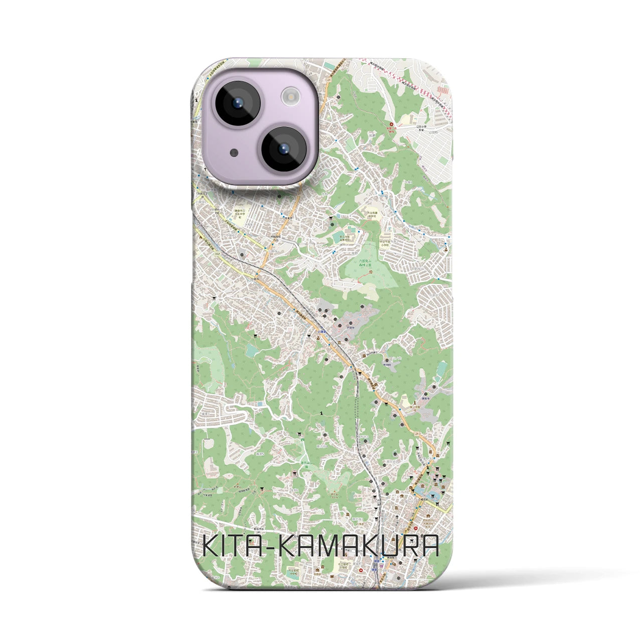 【北鎌倉】地図柄iPhoneケース（バックカバータイプ・ナチュラル）iPhone 14 用