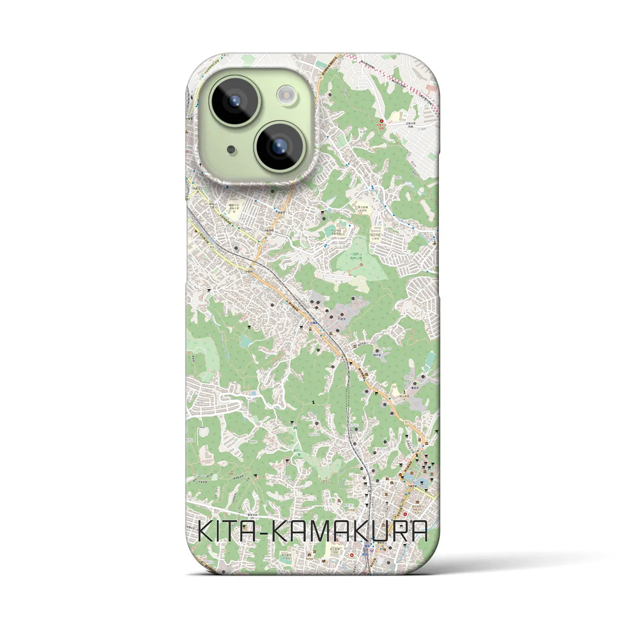【北鎌倉】地図柄iPhoneケース（バックカバータイプ・ナチュラル）iPhone 15 用