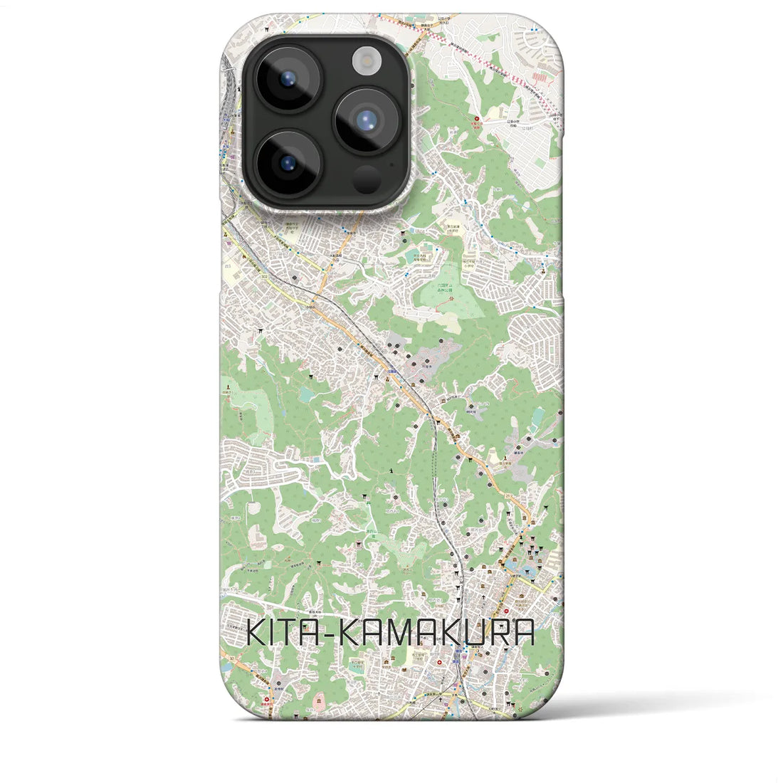 【北鎌倉】地図柄iPhoneケース（バックカバータイプ・ナチュラル）iPhone 15 Pro Max 用
