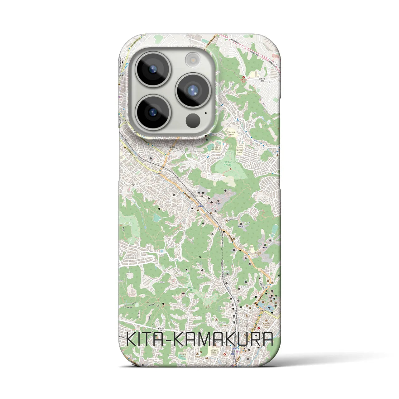 【北鎌倉】地図柄iPhoneケース（バックカバータイプ・ナチュラル）iPhone 15 Pro 用